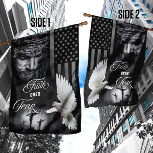 Jesus Faith Over Fear Garden Flag Christian Scripture House Banner 1