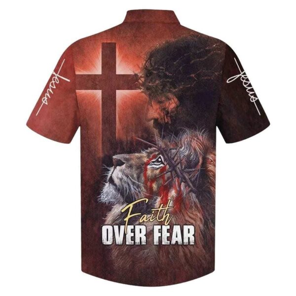 Jesus Faith Lion Cross Hawaiian Shirt for Men – Christian US Flag Gift