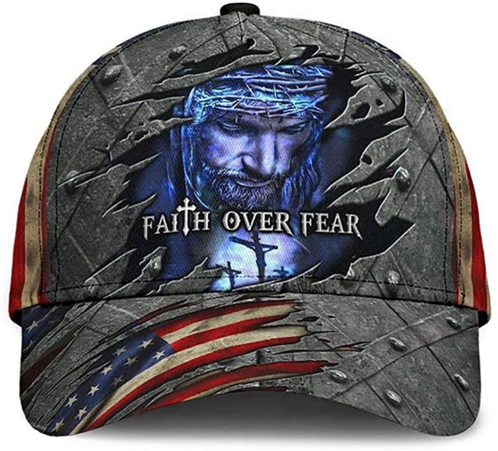 Jesus Faith Over Fear Metal American Flag Beautiful 3D Printed Unisex Hat Classic Cap Jesus Faith Over Fear Metal American Flag Beautiful 3D Printed Unisex Hat Classic Cap