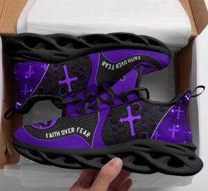 Jesus Faith Over Fear Yezy Running Sneakers Gift for Men Women 1