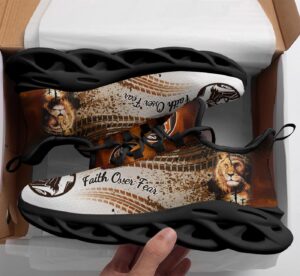 Jesus Faith Over Fear Yezy Running Sneakers Gift for Men Women 1