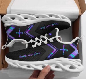 Jesus Faith Over Fear Yezy Running Sneakers Gift for Men Women 1