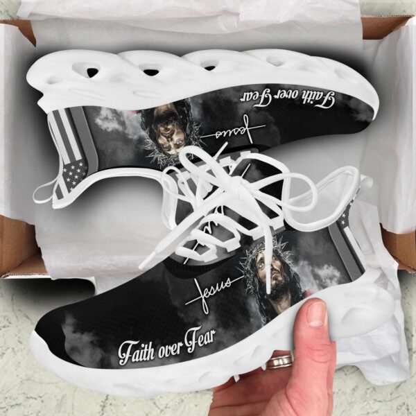 Jesus Faith Over Fear Yezy Running Sneakers Gift for Men Women