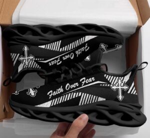 Jesus Faith Over Fear Yezy Running Sneakers Gift for Men Women 1