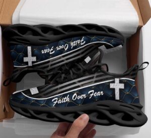 Jesus Faith Over Fear Yezy Running Sneakers Gift for Men Women 1