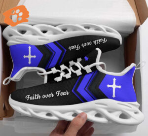Jesus Faith Over Fear Yezy Running Sneakers Gift for Men Women