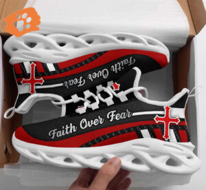 Jesus Faith Over Fear Yezy Running Sneakers Gift for Men Women