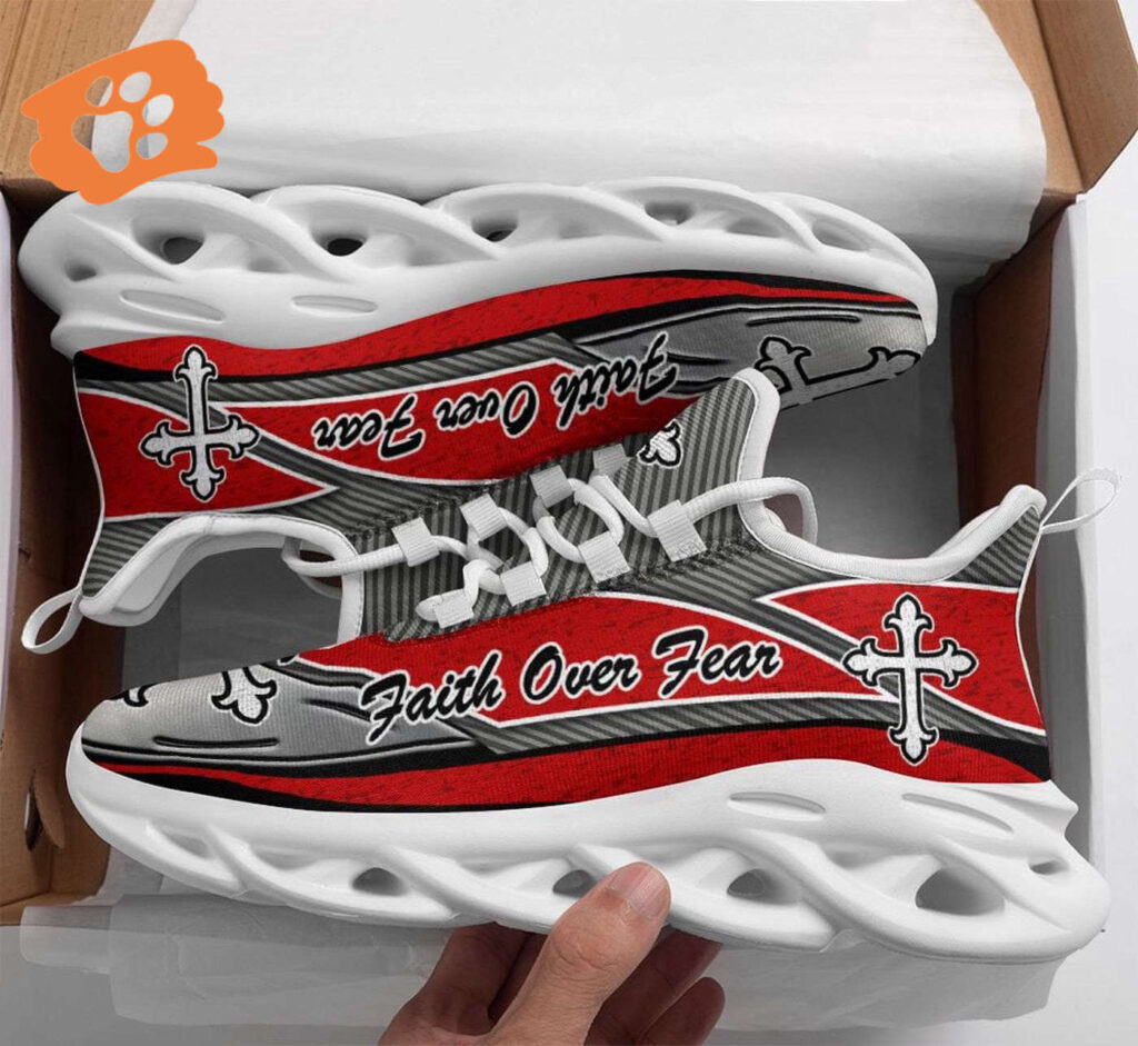 Jesus Faith Over Fear Yezy Running Sneakers Gift for Men Women Jesus Faith Over Fear Yezy Running Sneakers Gift for Men Women