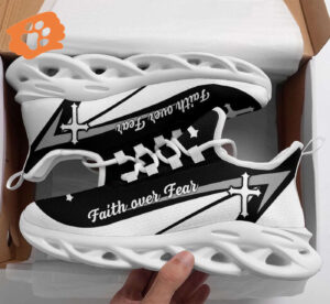 Jesus Faith Over Fear Yezy Running Sneakers Gift for Men Women