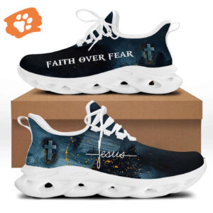 Jesus Faith Over Fear Yezy Running Sneakers Gift for Men Women