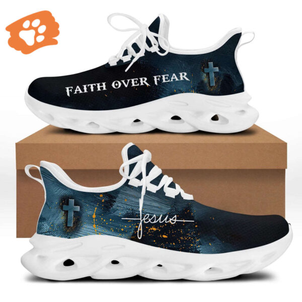 Jesus Faith Over Fear Yezy Running Sneakers Gift for Men Women