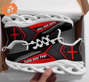 Jesus Faith Over Fear Yezy Running Sneakers Gift for Men Women