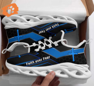 Jesus Faith Over Fear Yezy Running Sneakers Gift for Men Women