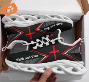 Jesus Faith Over Fear Yezy Running Sneakers Gift for Men Women