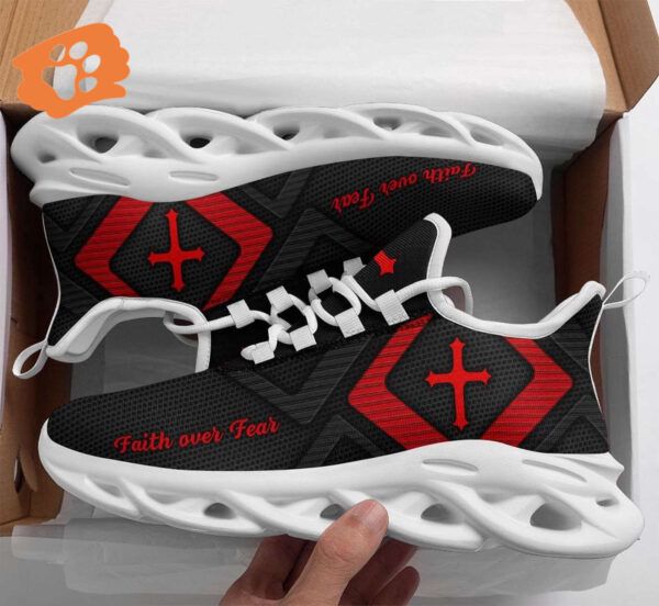 Jesus Faith Over Fear Yezy Running Sneakers Gift for Men Women