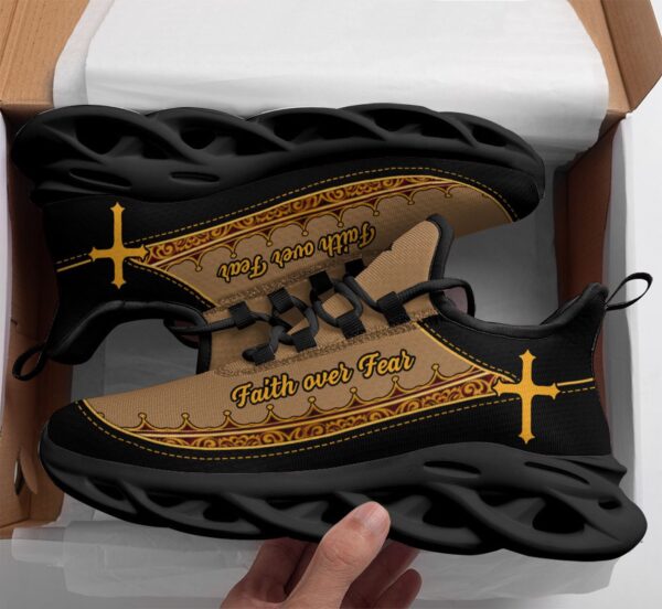 Jesus Faith Over Fear Yezy Running Sneakers Gift for Men Women