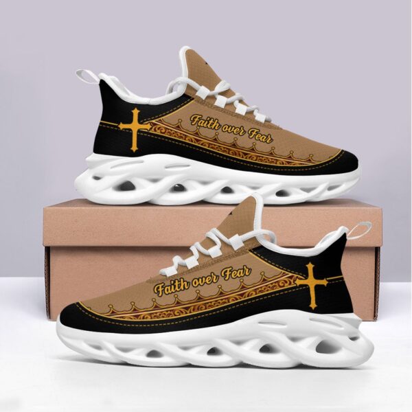 Jesus Faith Over Fear Yezy Running Sneakers Gift for Men Women