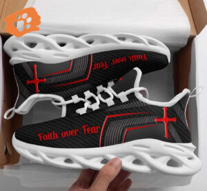 Jesus Faith Over Fear Yezy Running Sneakers Gift for Men Women