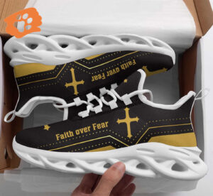 Jesus Faith Over Fear Yezy Running Sneakers Gift for Men Women