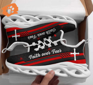 Jesus Faith Over Fear Yezy Running Sneakers Gift for Men Women