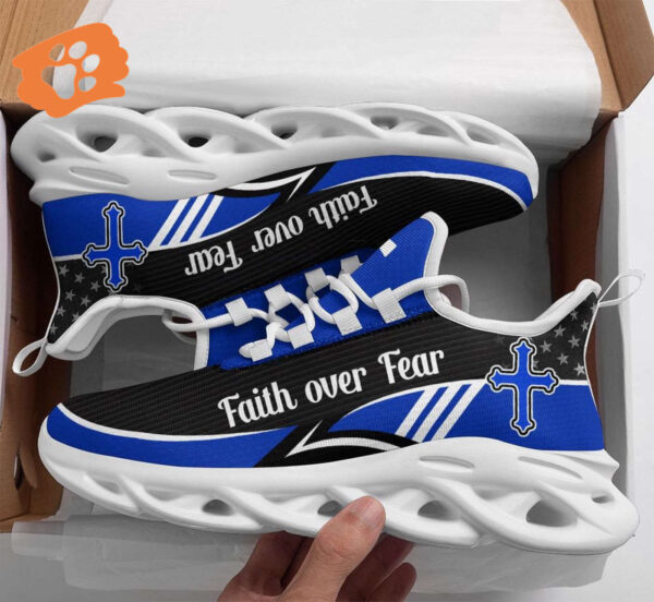 Jesus Faith Over Fear Yezy Running Sneakers Gift for Men Women