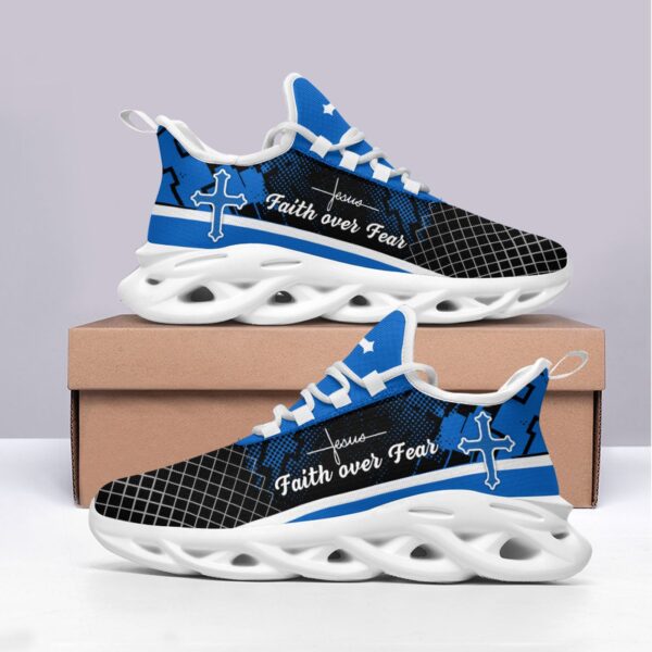 Jesus Faith Over Fear Yezy Running Sneakers Gift for Men Women
