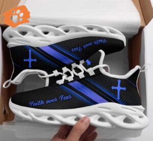 Jesus Faith Over Fear Yezy Running Sneakers Gift for Men Women