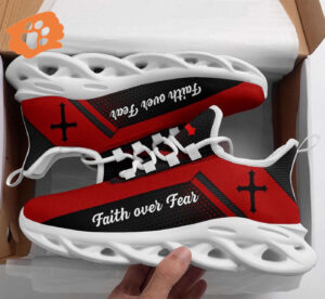Jesus Faith Over Fear Yezy Running Sneakers Gift for Men Women