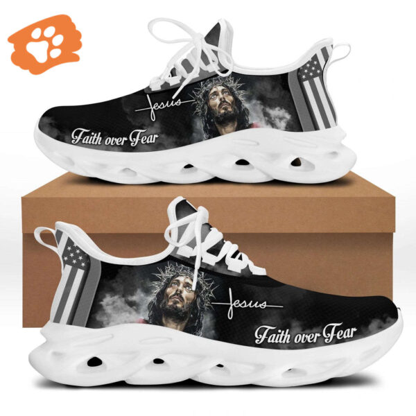 Jesus Faith Over Fear Yezy Running Sneakers Gift for Men Women