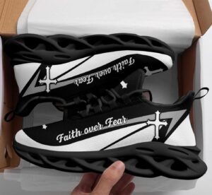 Jesus Faith Over Fear Yezy Running Sneakers Gift for Men Women 1