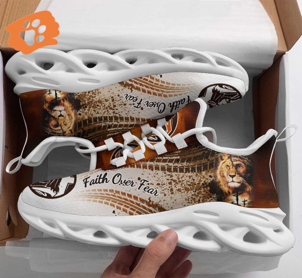 Jesus Faith Over Fear Yezy Running Sneakers Gift for Men Women Jesus Faith Over Fear Yezy Running Sneakers Gift for Men Women