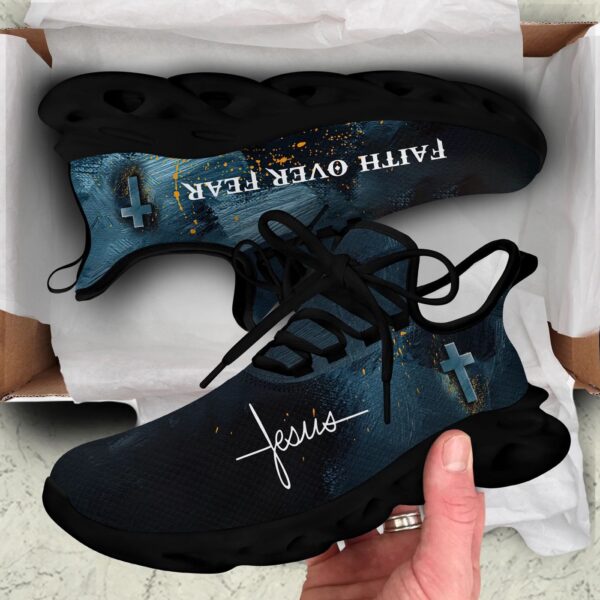Jesus Faith Over Fear Yezy Running Sneakers Gift for Men Women