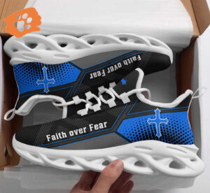 Jesus Faith Over Fear Yezy Running Sneakers Gift for Men Women