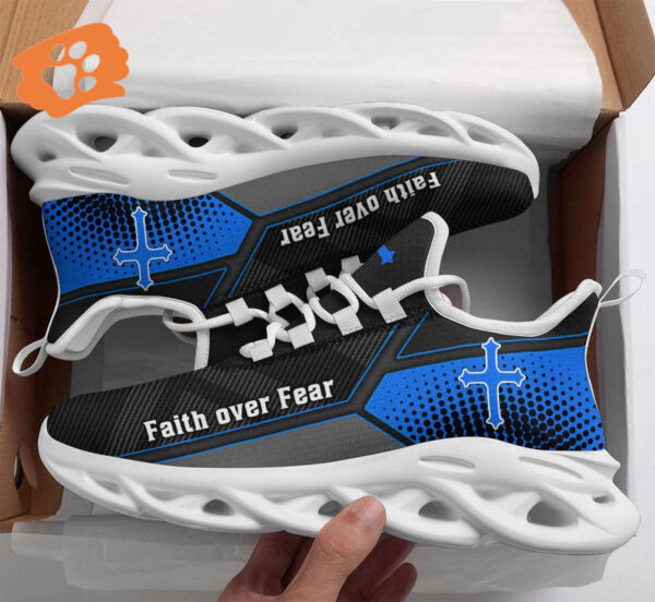 Jesus Faith Over Fear Yezy Running Sneakers Gift for Men Women