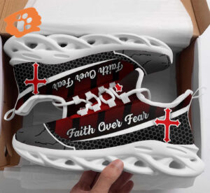 Jesus Faith Over Fear Yezy Running Sneakers Gift for Men Women