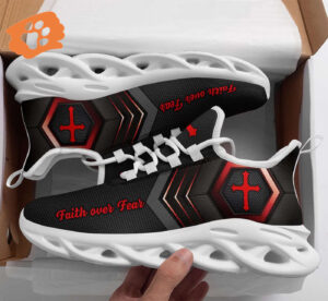 Jesus Faith Over Fear Yezy Running Sneakers Gift for Men Women