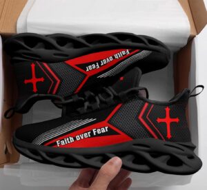 Jesus Faith Over Fear Yezy Running Sneakers Gift for Men Women 3