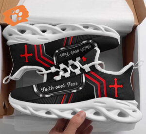 Jesus Faith Over Fear Yezy Running Sneakers Gift for Men Women