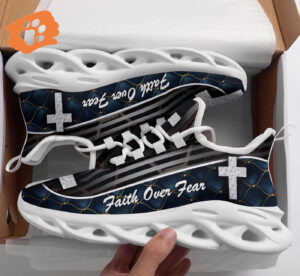 Jesus Faith Over Fear Yezy Running Sneakers Gift for Men Women