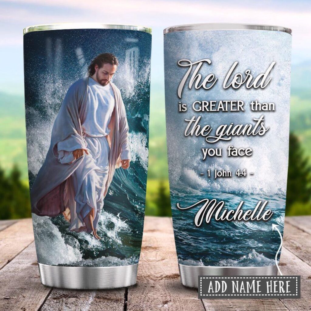 Jesus Faith Waves Giants Personalized Stainless Steel Tumbler – Jesus Lover Men Women Jesus Faith Waves Giants Personalized Stainless Steel Tumbler – Jesus Lover Men Women