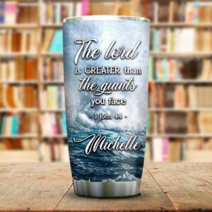 Jesus Faith Waves Giants Personalized Stainless Steel Tumbler - Jesus Lover Men Women 1
