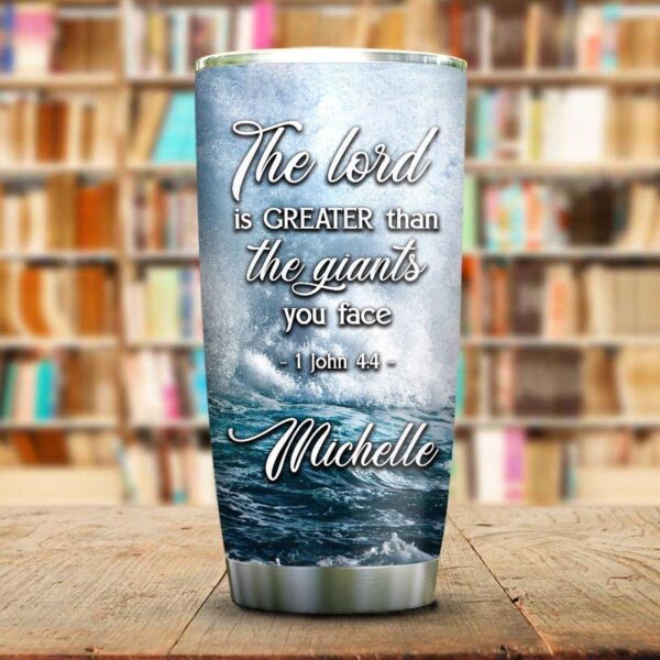 Jesus Faith Waves Giants Personalized Stainless Steel Tumbler – Jesus Lover Men Women