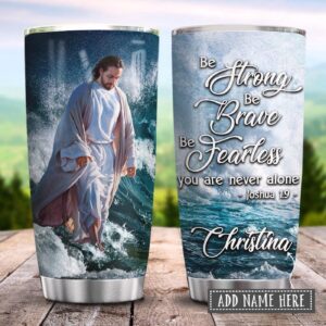 Jesus Faith Waves Personalized Stainless Steel Tumbler - Jesus Lover Men Women