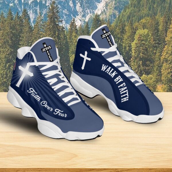 Jesus Faithful Basketball Shoes, Faith Over Fear Running Shoes, Walk By Faith Sneaker Unisex, Religious Gift