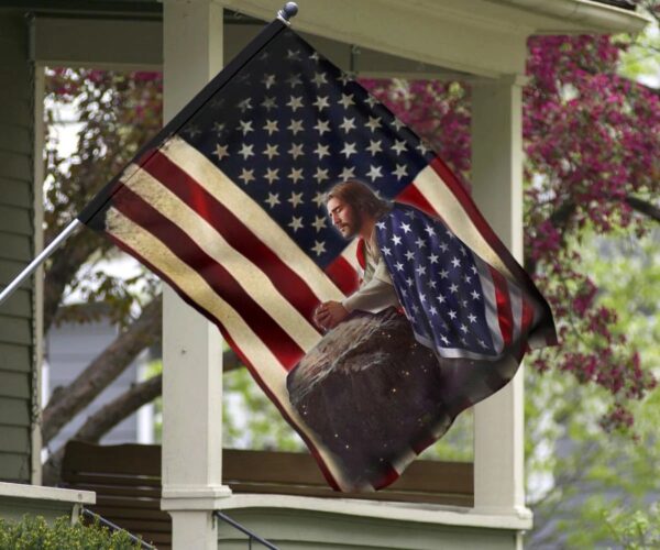 Jesus Flag American Flag Patriotic Christian Home Decor Indoor Outdoor Hanging