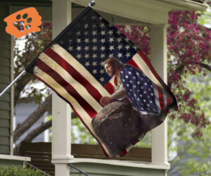 Jesus Flag American Flag Patriotic Christian Home Decor Indoor Outdoor Hanging