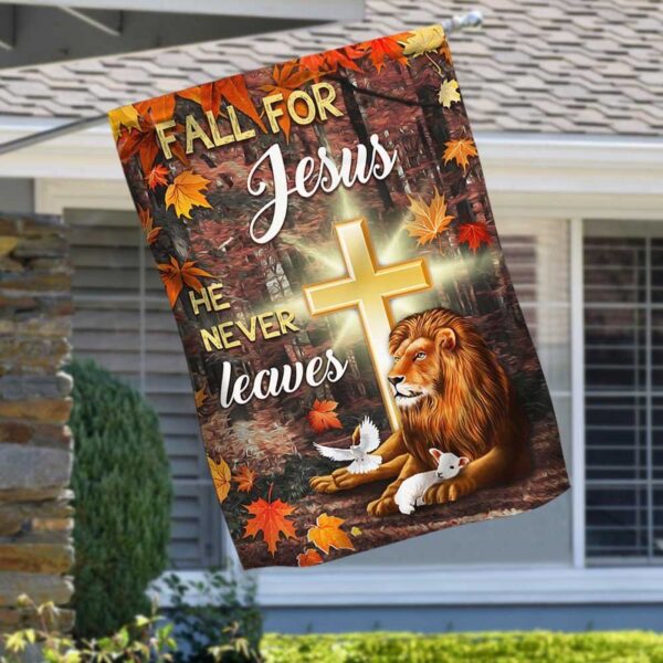 Outdoor Jesus Flag for Christian Homes: Scripture Garden Banner with God Lamp Lion