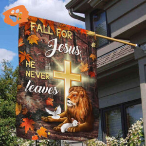 Outdoor Jesus Flag for Christian Homes: Scripture Garden Banner with God Lamp Lion