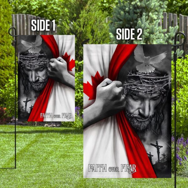 Jesus Flag Jesus Faith Over Fear Canadian Flag Religious Home Decor