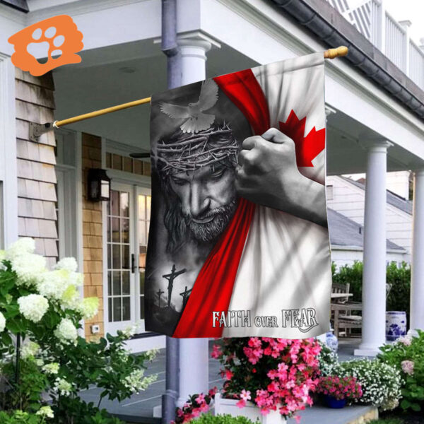 Jesus Flag Jesus Faith Over Fear Canadian Flag Religious Home Decor
